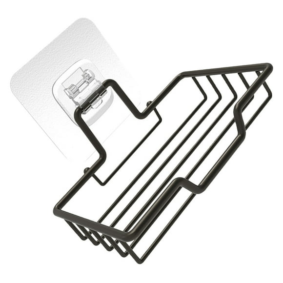 TEHAUX Estante Para Esponja Y Jabón En Acero Inoxidable Negro Con Instalación Adhesiva