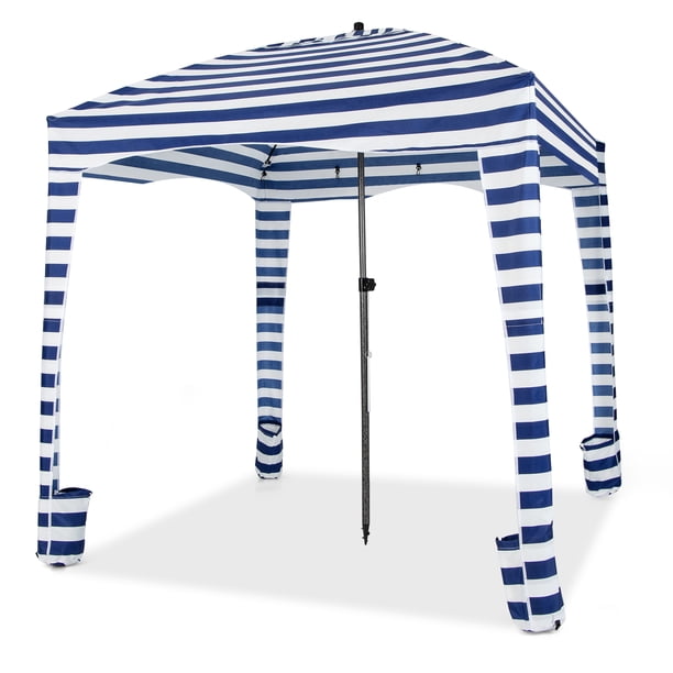 Costway Tienda de campaña plegable tipo cabaña de playa de 1,8 x 1,8 m con bolsa de transporte y pared lateral desmontable