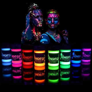 GARYOB Glow in Dark Face Body Paint UV Blacklight Neon Fluorescent 0.34oz  Set of 6 Tubes 6 Tubes/10ml (0.34fl oz)