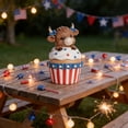 thumbnail image 5 of Win s Way Patriotic Highland Cow Figurine 4th of July Decorations Resin Statue Memorial Day Home Accents Desk Bookshelf Tiered Tray Tabletop Decor, 5 of 9
