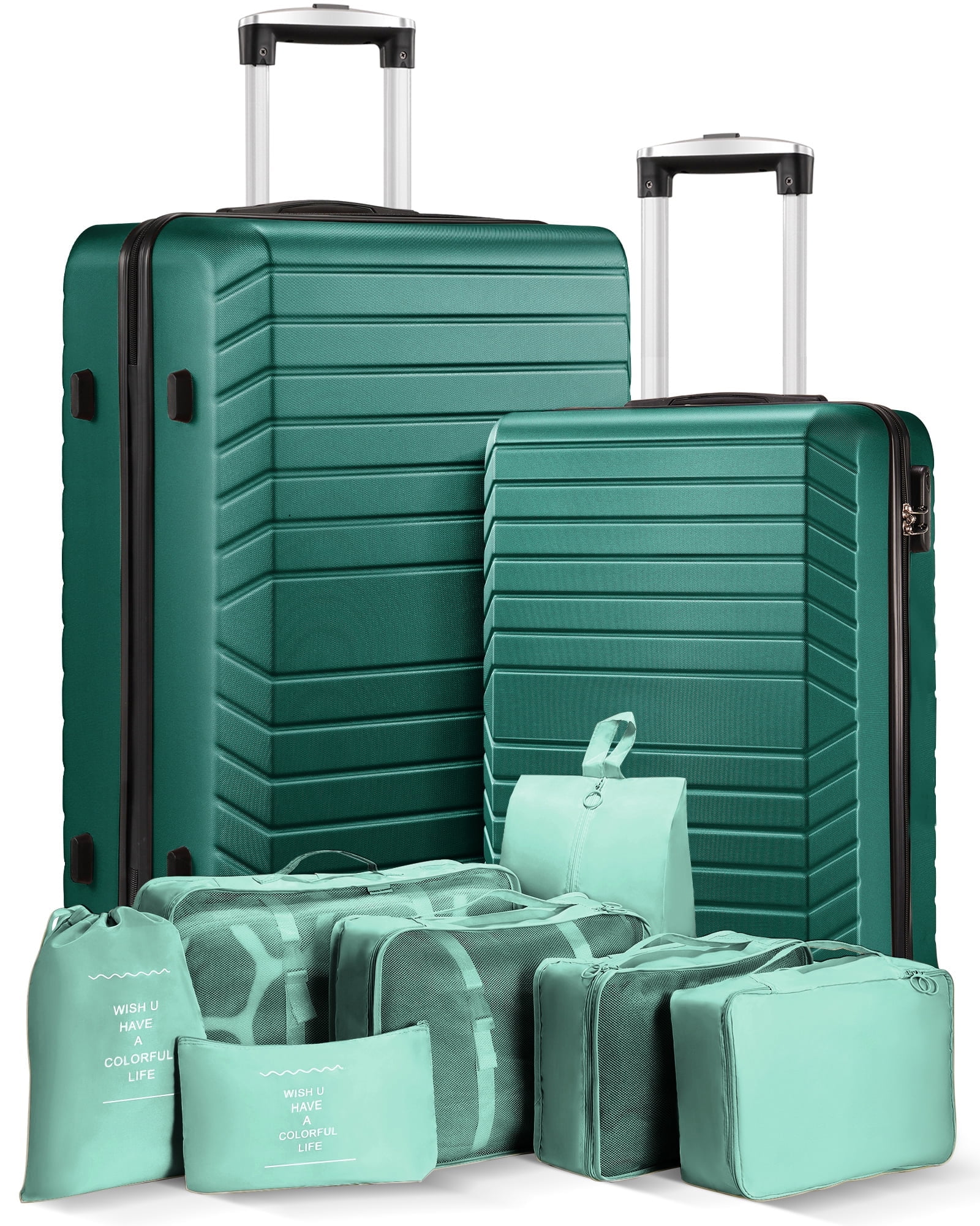 Gowill 2-Piece Hardside Luggage Set with Organizers, Green photo 1
