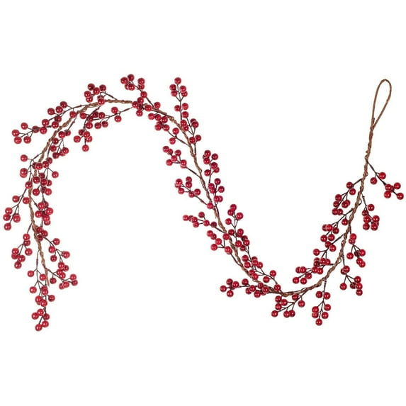 Coolmade 6Ft Red Berry Garland Artificial Burgundy Red Pip Christmas Garland for Indoor