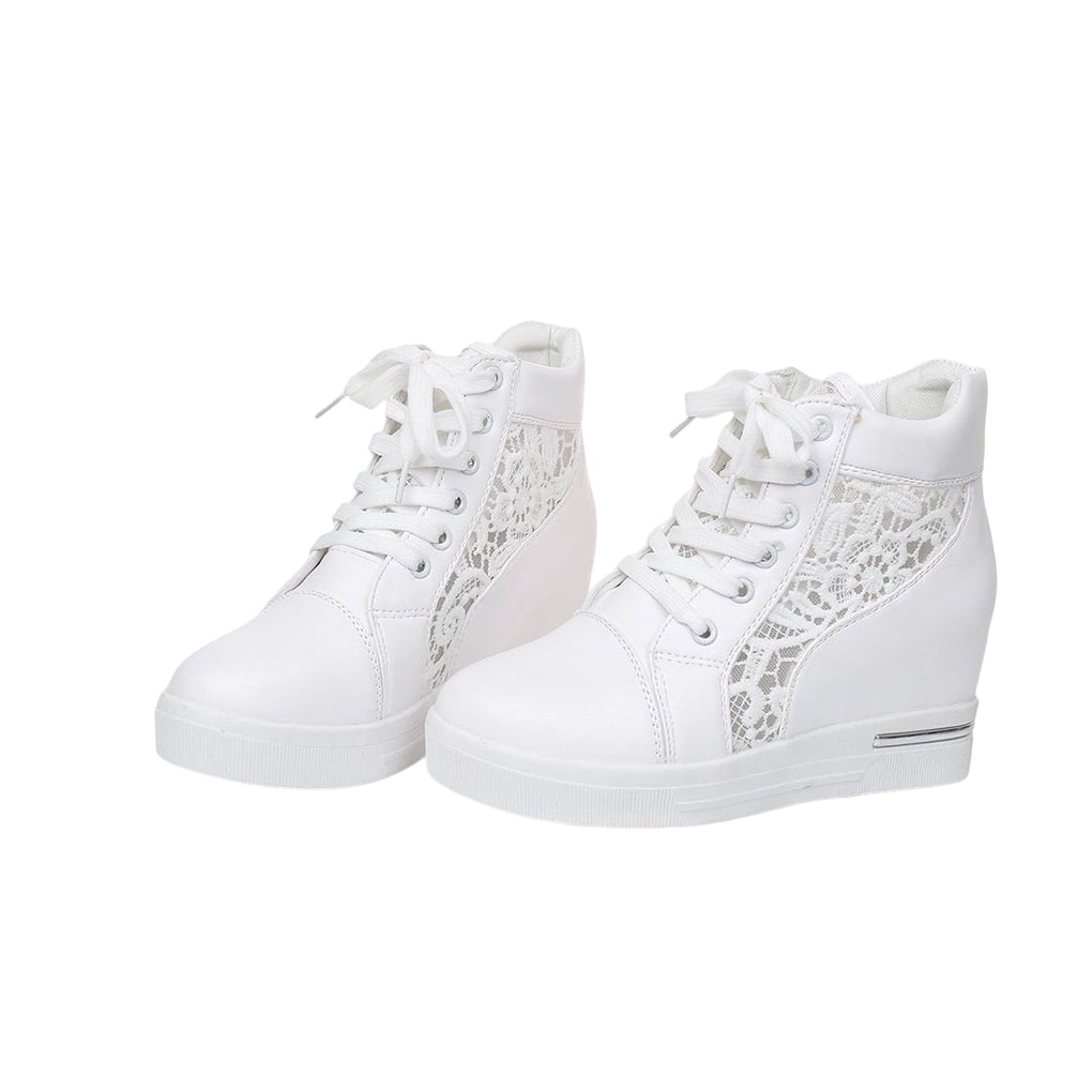 Xinxixnxx 1 Pair Women Fashion High Top Shoes Girls Summer High Top Sports Shoes Breathable Lace Up Mesh Sneaker Hiking Exercise Workout Footwear