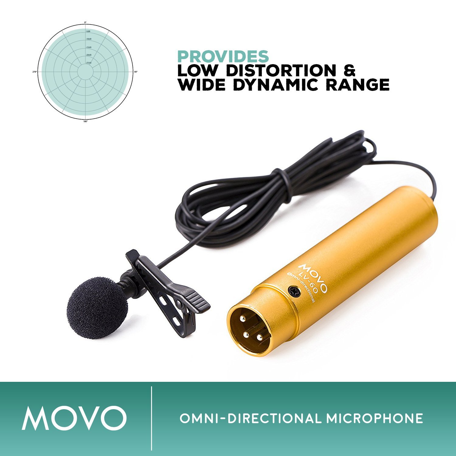 Movo Lv-6 Pro Grade Omnidirectional & Cardioid Xlr Lavalier Condenser Microphone Set [48v Phantom Powered]