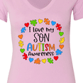 thumbnail image 4 of Inktastic I Love My Son Autism Awareness Women's V-Neck T-Shirt, 4 of 5
