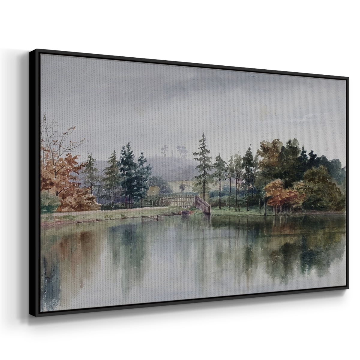 Vintage Landscape-XXI By Wexford Home Framed in Black Wood Gallery Wrapped Canvas 25 in. x 37 in.