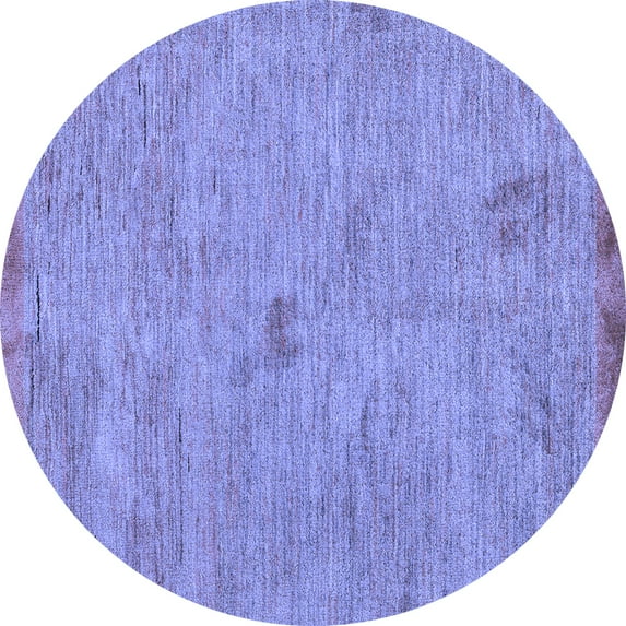 Ahgly Company Machine Washable Indoor Round Abstract Blue Modern Area Rugs, 6' Round