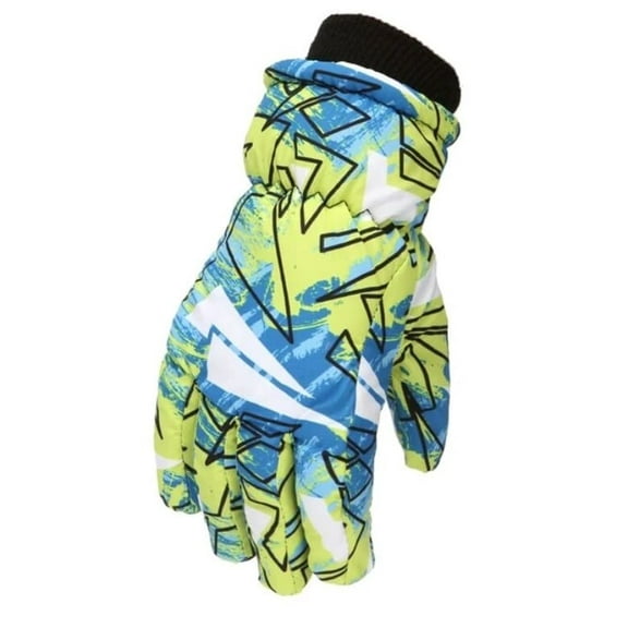 BWG47 - 1 pair - Blue Neon Snow Winter Gloves - Ages 3-7(XS) - Waterproof - Non-Slip