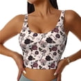 thumbnail image 1 of Fotbe Retro Red Black Roses Sujetador Deportivo Largo sin Aros para Mujer con Almohadillas y Soporte Medio, Transpirable y Absorbente, Camiseta Tipo Chaleco o Tank Top-X-Large, 1 of 8
