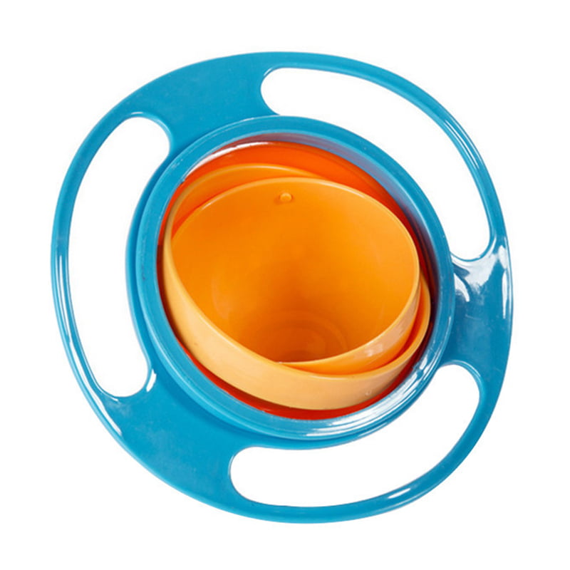 Kids of Plastic Gyroscope 360 Degree Rotate Spill-Proof Practice Bowl Dishes New 
