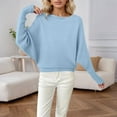 thumbnail image 2 of Yuanlong Womens Sweaters Loose Fit Batwing Sleeve Boat Neck Knit Sweater Fall Winter Steetwear Solid Color Pullover Tops, 2 of 4