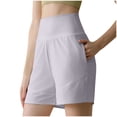 thumbnail image 2 of LEBONYARD Women's Plus Running Shorts,Women's Shorts with a Trendy Pattern,Women's Summer Solid Pocket High WaistCasual Sports Shorts Purple M, 2 of 4