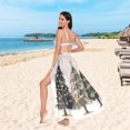 thumbnail image 6 of FORMRS Womens Long Sarong Beach Wrap Semi-Sheer Bikini Skirt Bathing Swimsuit Cover Up, Cartoon Christmas Trees, 6 of 7