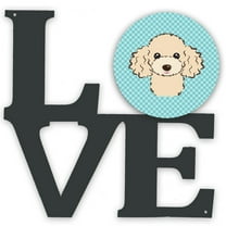 Carolines Treasures BB1196WALV Checkerboard Blue Buff Poodle Metal Wall Artwork LOVE 12X12 multicolor