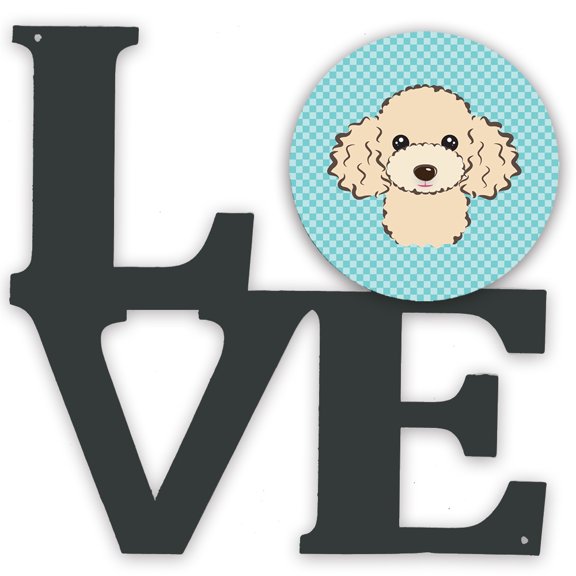 Carolines Treasures BB1196WALV Checkerboard Blue Buff Poodle Metal Wall Artwork LOVE 12X12 multicolor