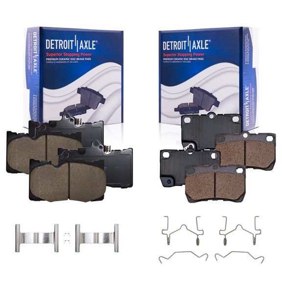 Detroit Axle - 4pc Brake Pads for Lexus GS350 GS430 GS450h GS460 IS350, 4 Front & Rear Ceramic Brake Pads Replacement