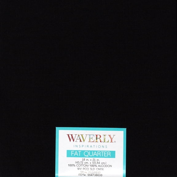 Waverly Inspirations Fat Quarter Precut 100% Cotton Solids Fabric " Onyx 18 in x 21 in for Quilting & Sewing
