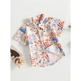 thumbnail image 3 of Toddler Baby Boy 4th of July Clothes USA Flag Fireworks Print Shirt Short Sleeve Button Down Lapel Tops Summer Clothes, 3 of 9