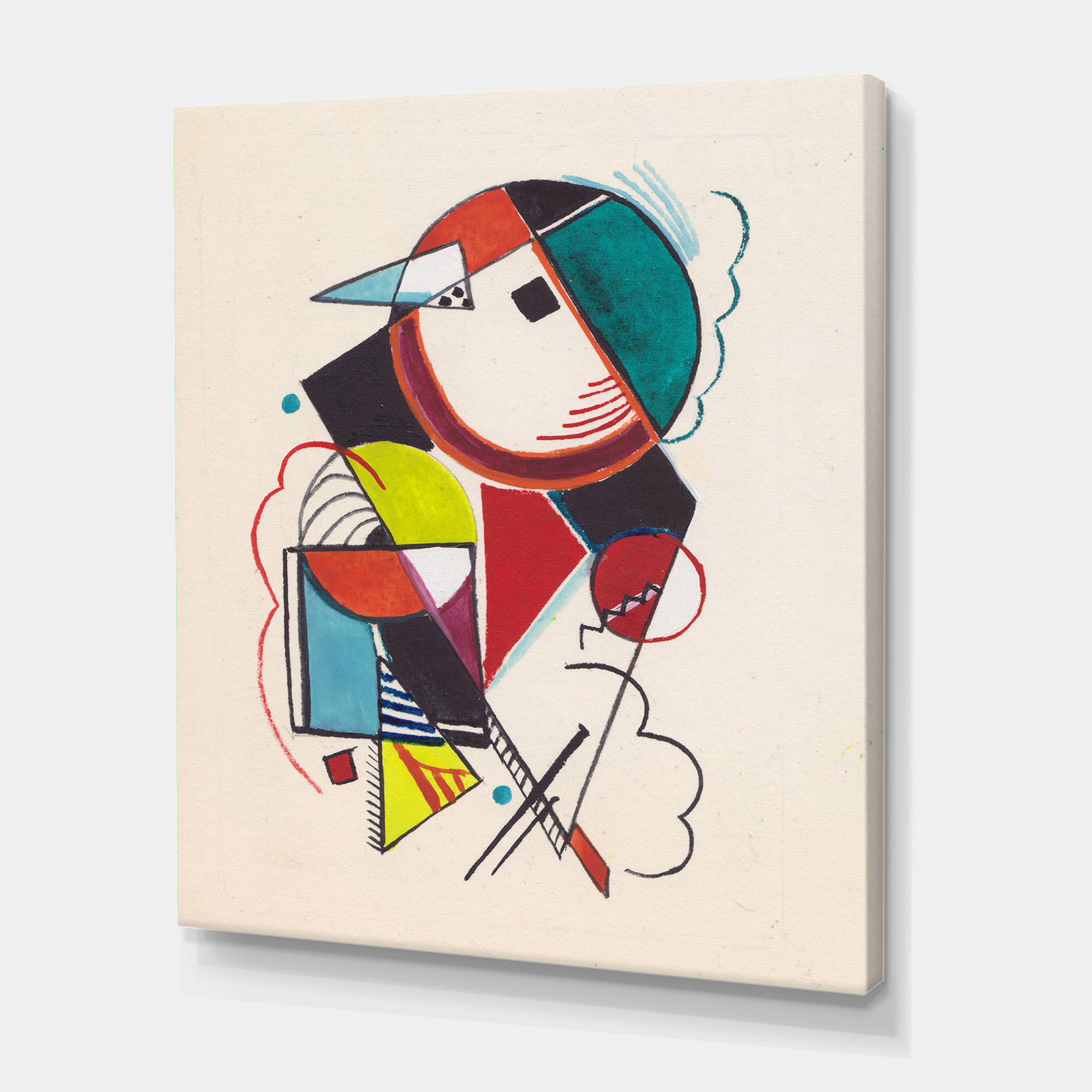 Designart ' Abstract Compositions Of Colored Geometric II ' Modern Canvas Wall Art Print