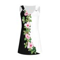thumbnail image 5 of Ovzne Robes pour Femmes Robe d'Été Robe de Printemps et d'Été pour Femmes Vacances Bouton Col en V à Bretelles Robe Haut Robe de Printemps Imprimée Liquidation, 5 of 5