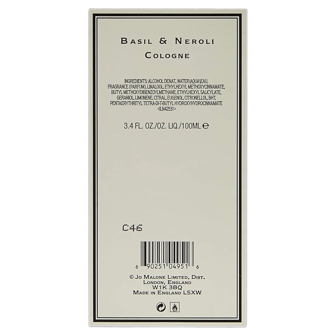 Jo Malone London Perfume - Basil & Neroli Cologne Spray 100ml/3.4