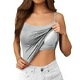 thumbnail image 2 of ERkkoi Built In Bra Tank Tops For Women Casual Round Neck Summer Basic Stretch Comfortable Blouse Tee Womens Sleeveless Tops Cami Shirts Grey S, 2 of 6