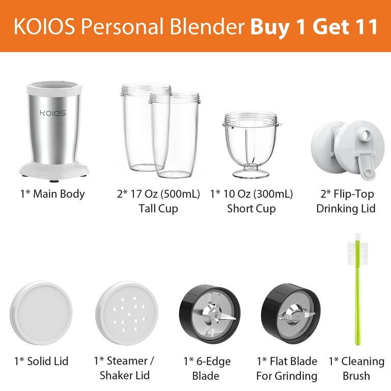 KOIOS 850w Portable Personal Blender Blender 11 Pieces Smoothie Blender BPA  Free Black 500ml 