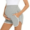 thumbnail image 3 of Ohufall Women's Cotton Maternity Lounge Shorts Summer Soft Comfy Wide Leg Pajama Short Pants Fashion Stretch Loose Over The Belly Workout Shorts, 3 of 6