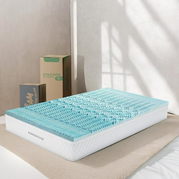 Colchón Memory + Cubrecolchón Topper Individual De Espuma Set 2 Pzas Kingshouse blanco