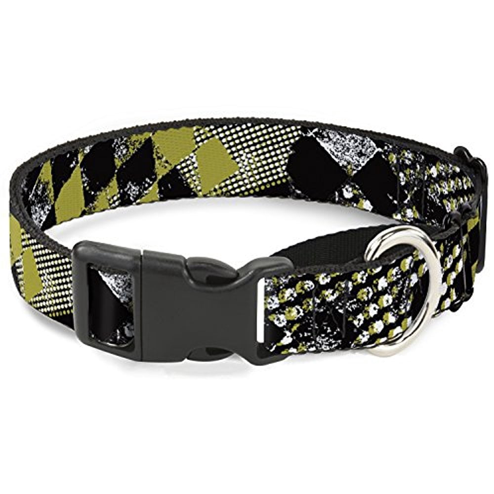 buckle-down grunge checker flag green martingale dog collar
