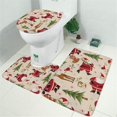 thumbnail image 2 of Beige Christmas Santa and Animal Pattern Bathroom Rugs Sets 3 Piece,Toilet Cover Set,Absorbent Non Slip Bathroom Mats Sets with U-Shaped Contour Rug Toilet Rug Set, 2 of 5