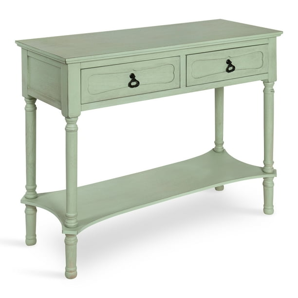 Kate And Laurel Marcella Wood Console Table With 2 Drawers Shelf Green Com Laurel Marcella Wood Console Table, Sage Green Entry Table