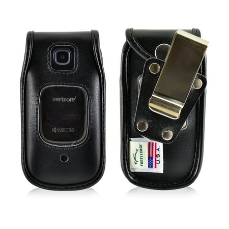 Phone Case Removable Belt Clip - Kyocera Cadence Flip Phone Fitted Case by Turtleback, in Leather and Nylon - Made in USA