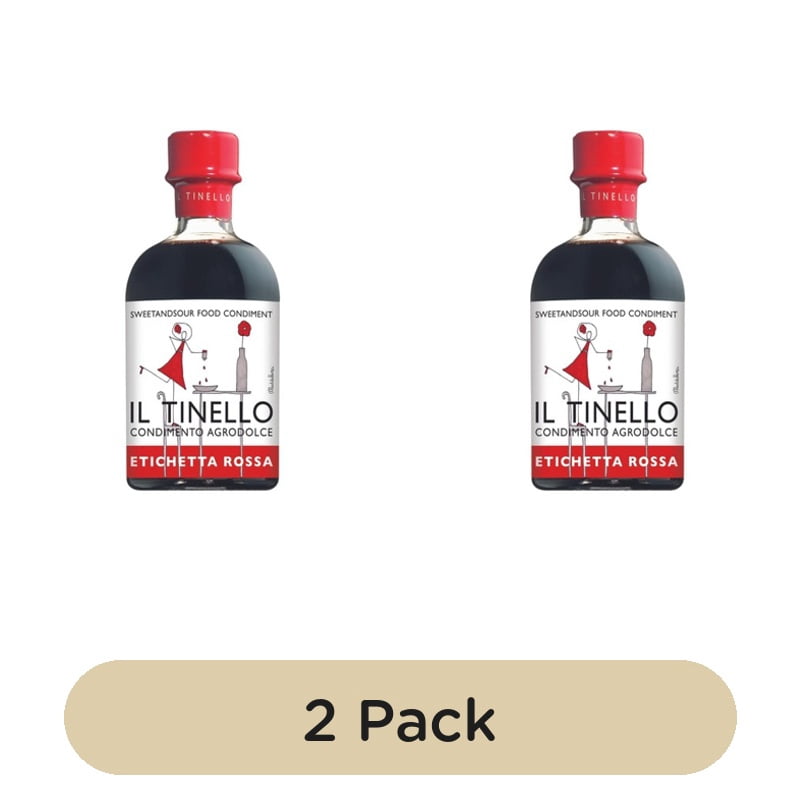 Il Tinello Balsamic Vinegar of Modena IGP Red Label Low Acidity 250ml, British Import (Pack of 2)