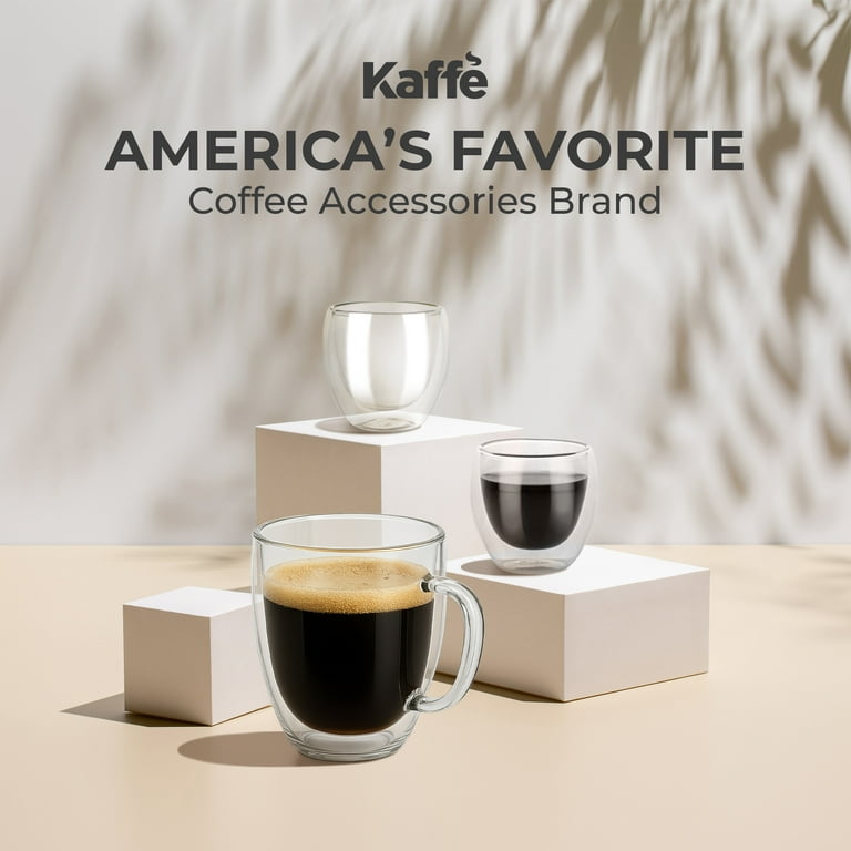 Kaffe 16oz Glass Coffee Mugs. Double-Wall Transparent Cups for Latte,  Cappuccino, Tea. Set of 2 - Walmart.com