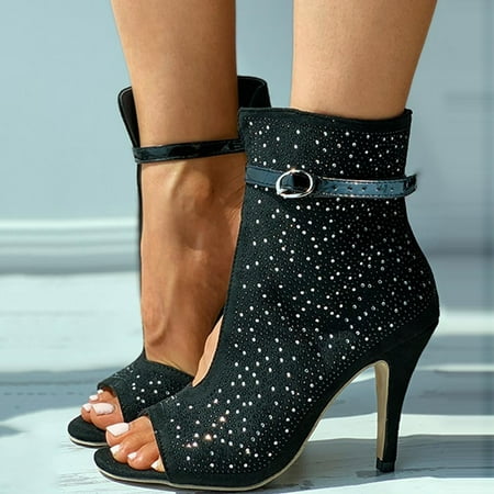 

TANGNADE Ladies Ultra High Heels Diamond Sandals Buckle Female Big Yards Women s Shoes