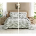 thumbnail image 2 of Chezmoi Collection Oversized Bedspread 128x106 Jacquard Matelasse Leaf Damask Design, 5-Piece Lightweight Reversible Microfiber Bedding Coverlet Set for All Season Oversized King, Platinum Gray/White, 2 of 9