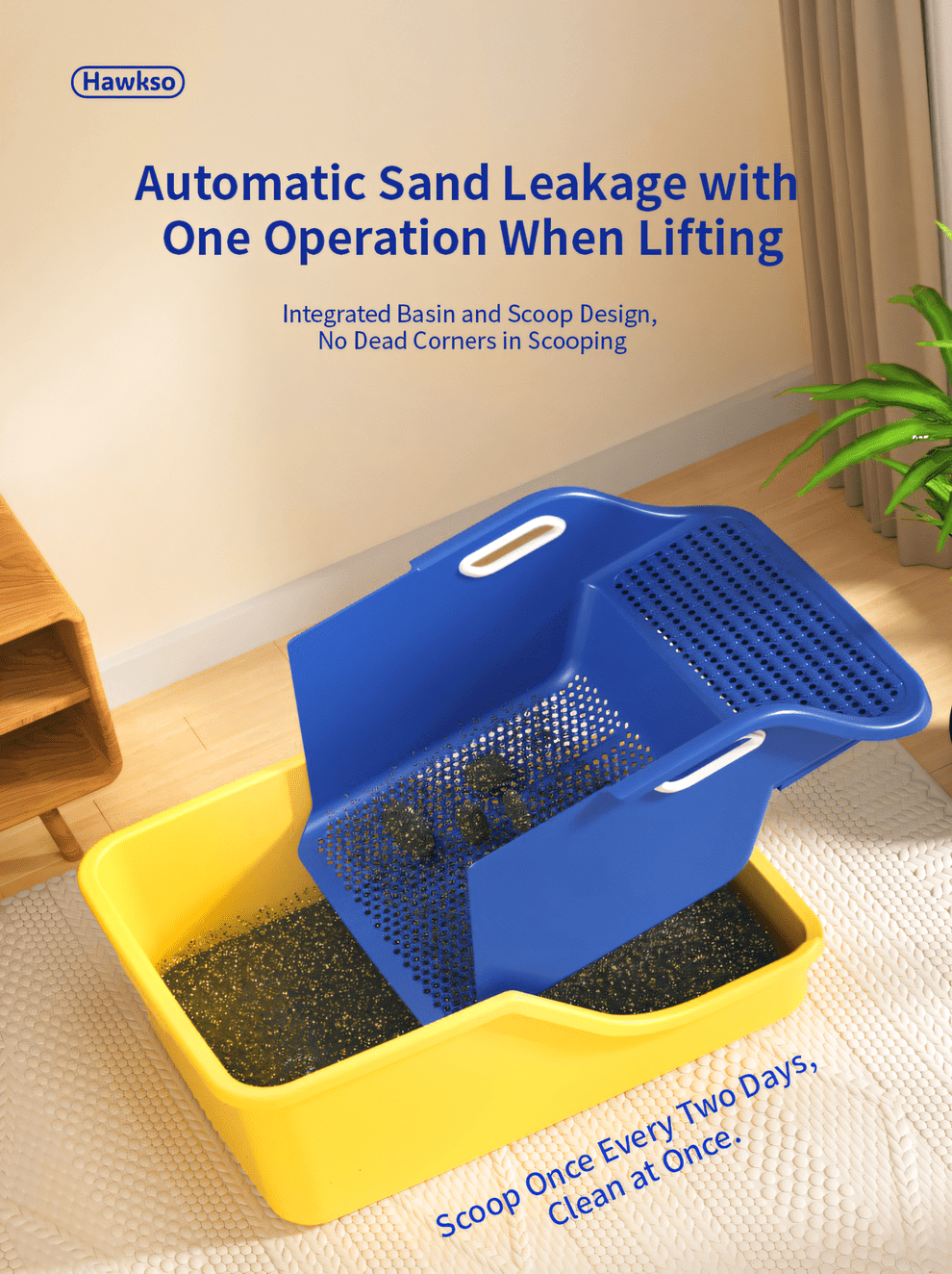 Extra Large Expandable Cat Litter Box - Easy Single Scoop Cleaning by Hawkso