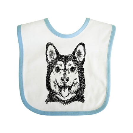 

Inktastic Siberian Husky Sketch Portrait Gift Baby Boy or Baby Girl Bib