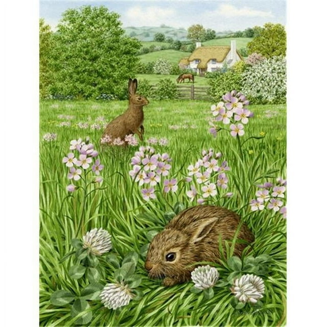 Carolines Treasures ASA2026CHF Leveret et Momma Rabbit Drapeau Toile Taille Maison