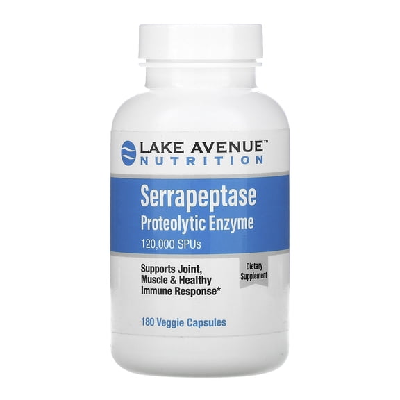 Lake Avenue Nutrition Serrapeptase, Proteolytic Enzyme, 120,000 SPUs, 180 Veggie Capsules