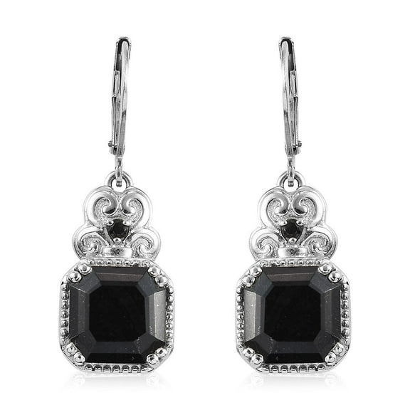 Black Tourmaline & Spinel Dangle Earrings for Women Jewelry Birthstone Jewelry Stainless Steel Lever Back Women Ct 7.13 ( 10x10 MM) Birthday Christmas Gifts