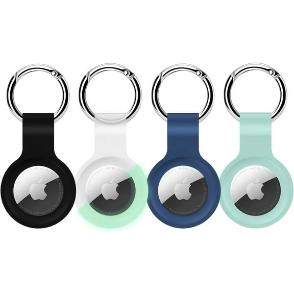 4 Pack AirTag Cases Keychain,Silicone Airtag Holder Protective Case for Keys Bags Pet Collar with Anti-Losing Key Chain Ring Airtag Item Finders Accessories