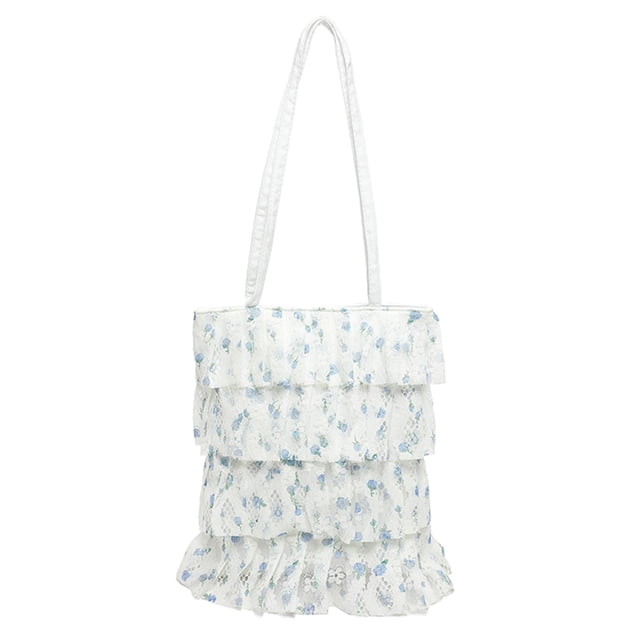 Bolso de hombro con volantes multicapa Bolso de moda de encaje para mujeres y niñas