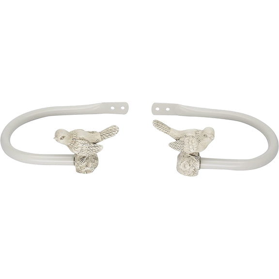 MERIVILLE Curtain Holdbacks Set of 2, Bird Design, Includes Mounting Hardware, Country White