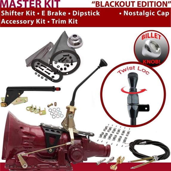 American Shifter C4 Shifter Kit Black 10 in. E Brake Cable Clamp Trim Kit Dipstick for F8198