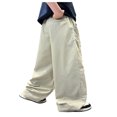 thumbnail image 3 of CONROSES Girls Baggy Cargo Pants Wide Leg Hiking Pants for Girls Trendy Solid Elastic Waist Drawstring Outdoor Jogger Pants With Pockets, 3 of 5