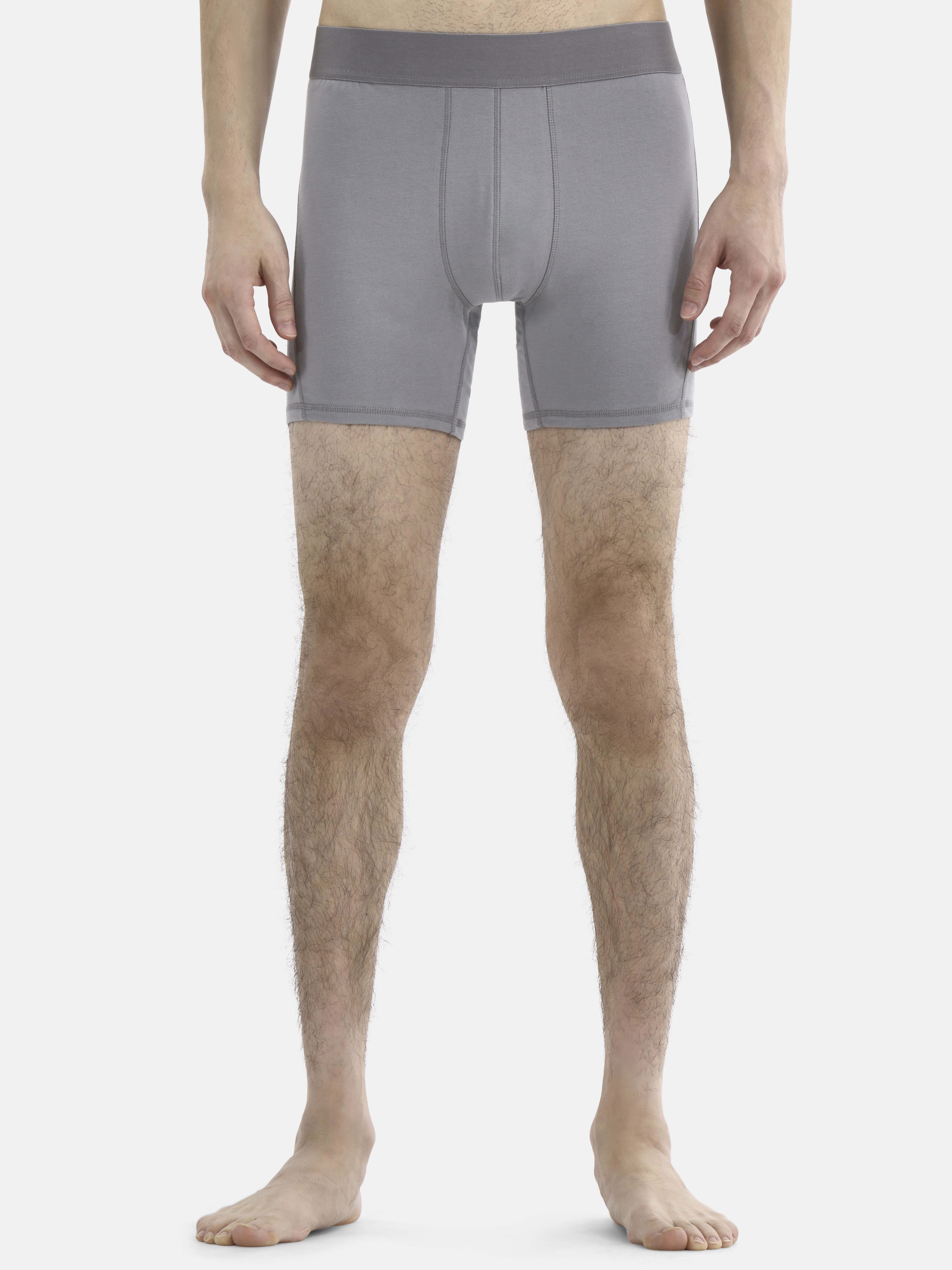 No Boundaries Flat Grey Boxer Briefs, 3-Pack, Men's