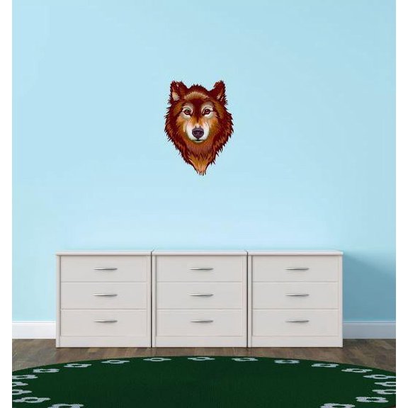 Custom Decals - Prices Reduced Vinyl Wall Sticker : Brown Wolf Cartoon Wild Animal Bedroom Bathroom Living Room Mural : 40 X60" -