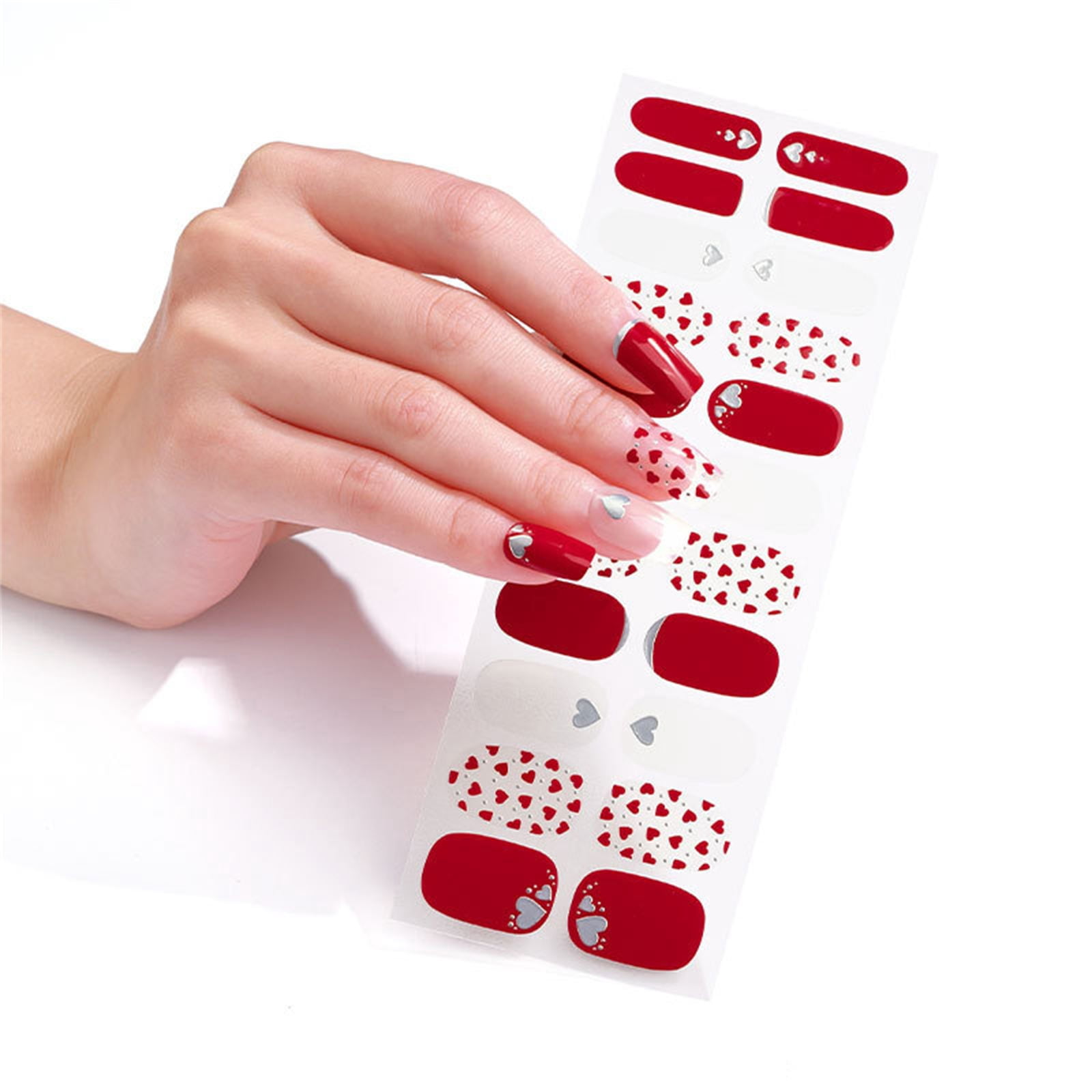 Diva Nails on Gel Stickers Nail Stickers for on Nails Nail Stickers for Acrylic Nails Extra Long Tips for Nails Coffin Shape Colors Finger Wraps for Nail Techs Semi Cu Gel Nail Strips Cute